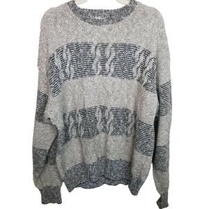 Vintage Isle of Cotton Mens Grandpacore Fisherman Sweater Size XL Cable Knit Ivy